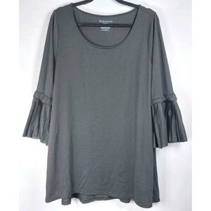 Motherhood Maternity Nursing Blouse Top 3/4 Ruffle Sleeves‎ Black Size Large